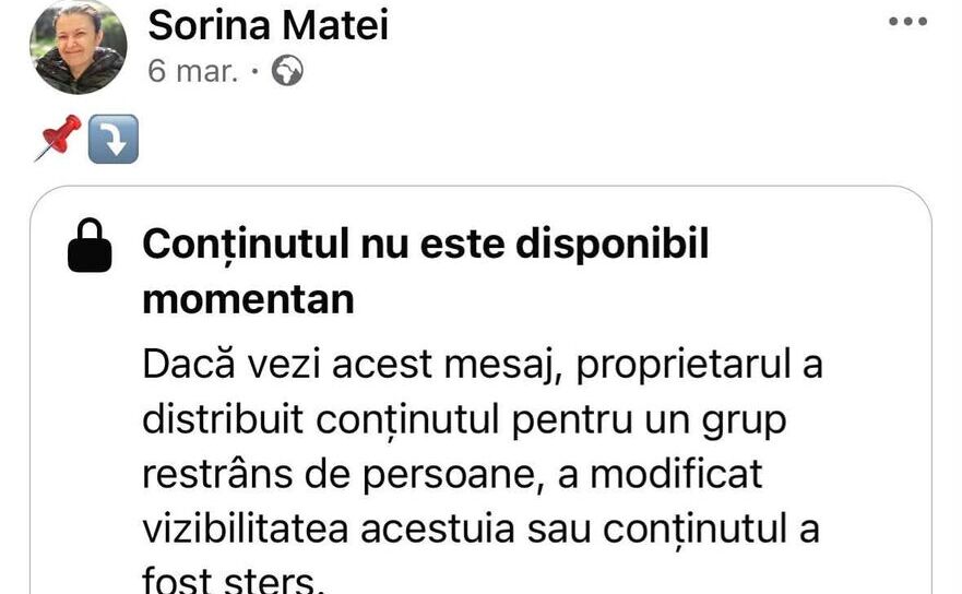 Sorina Matei (Captură Facebook Mihi Răzvan Moraru)