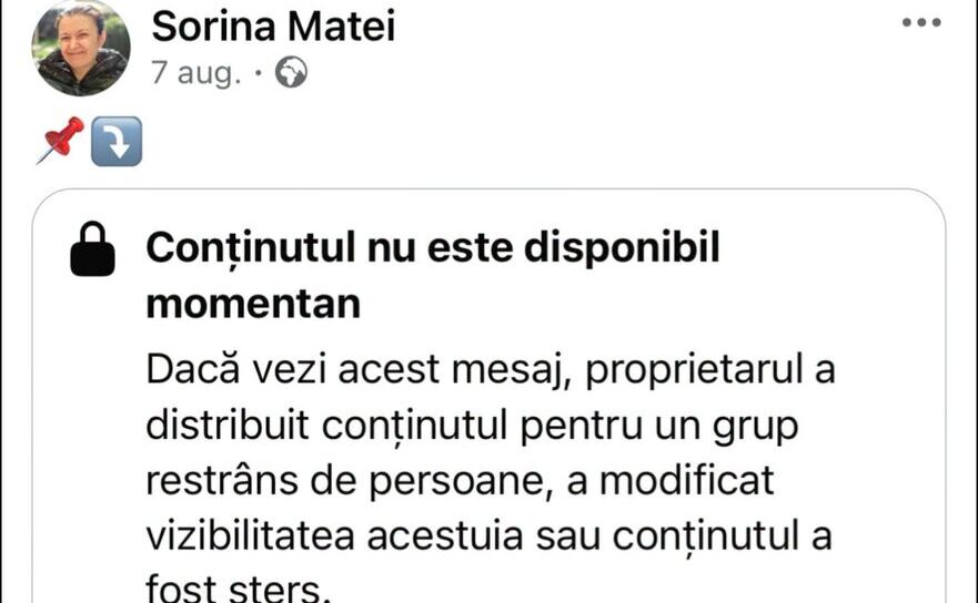 Sorina Matei (Captură Facebook Mihi Răzvan Moraru)