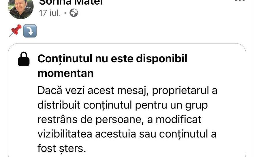 Sorina Matei (Captură Facebook Mihi Răzvan Moraru)